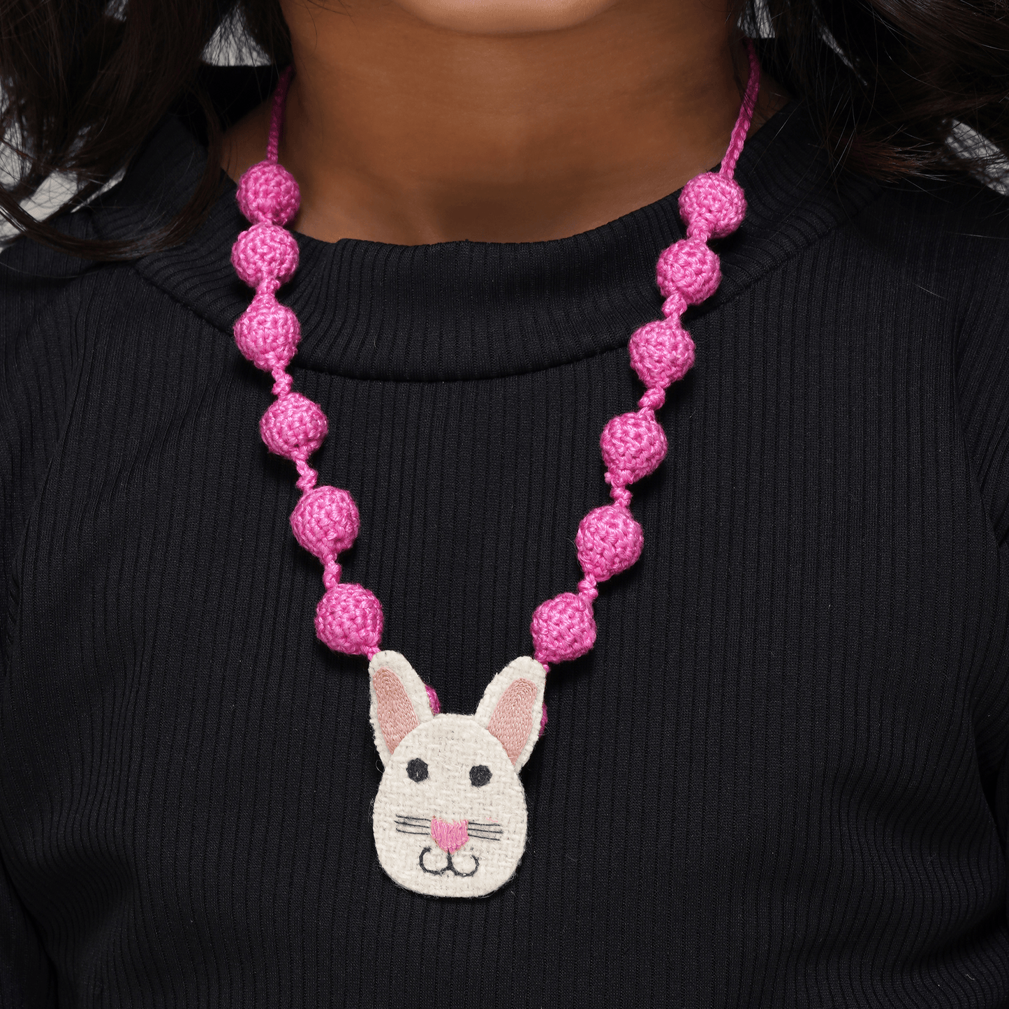 Handcrafted Crochet Bunny Necklace With Bag