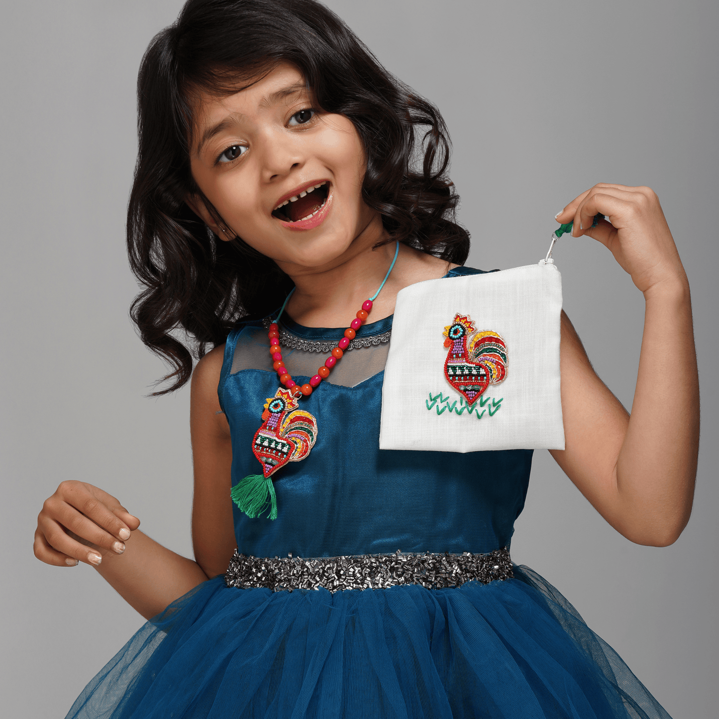 Rooster Necklace with Bag