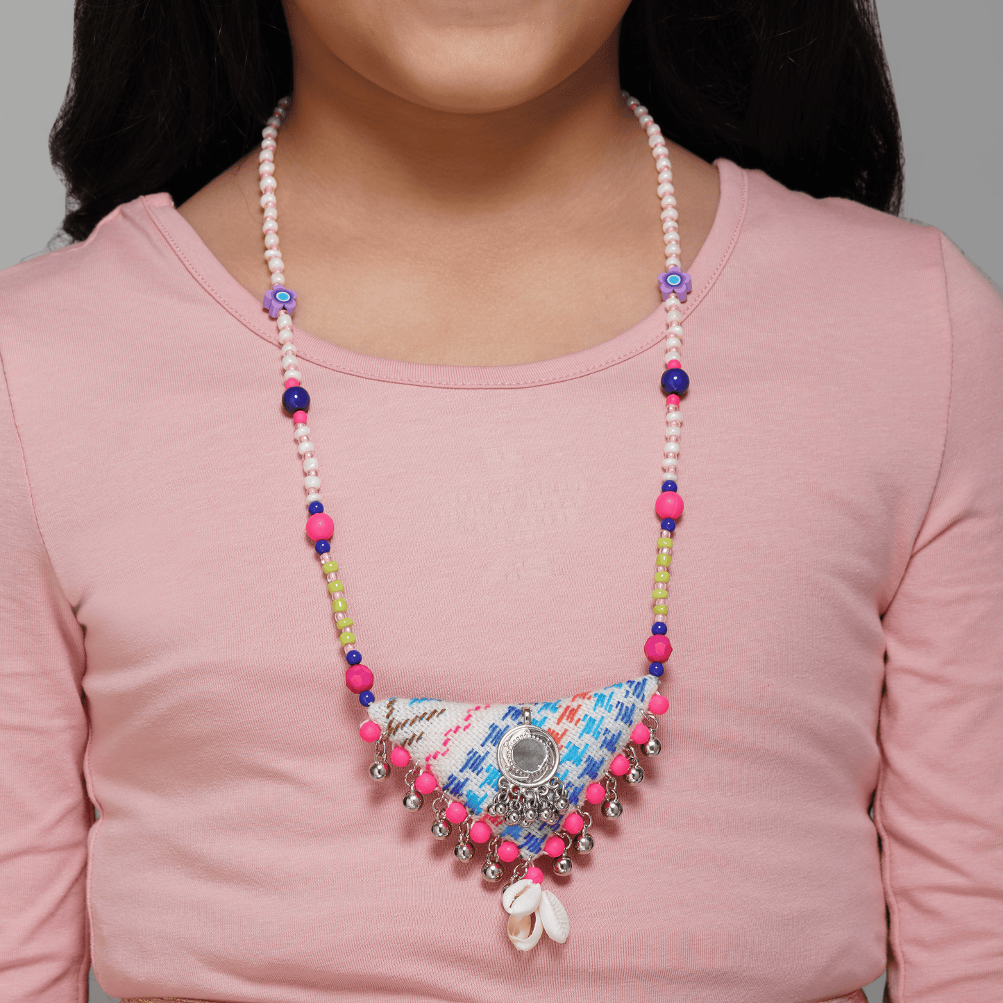 Beaded Triangle Necklace With Bag