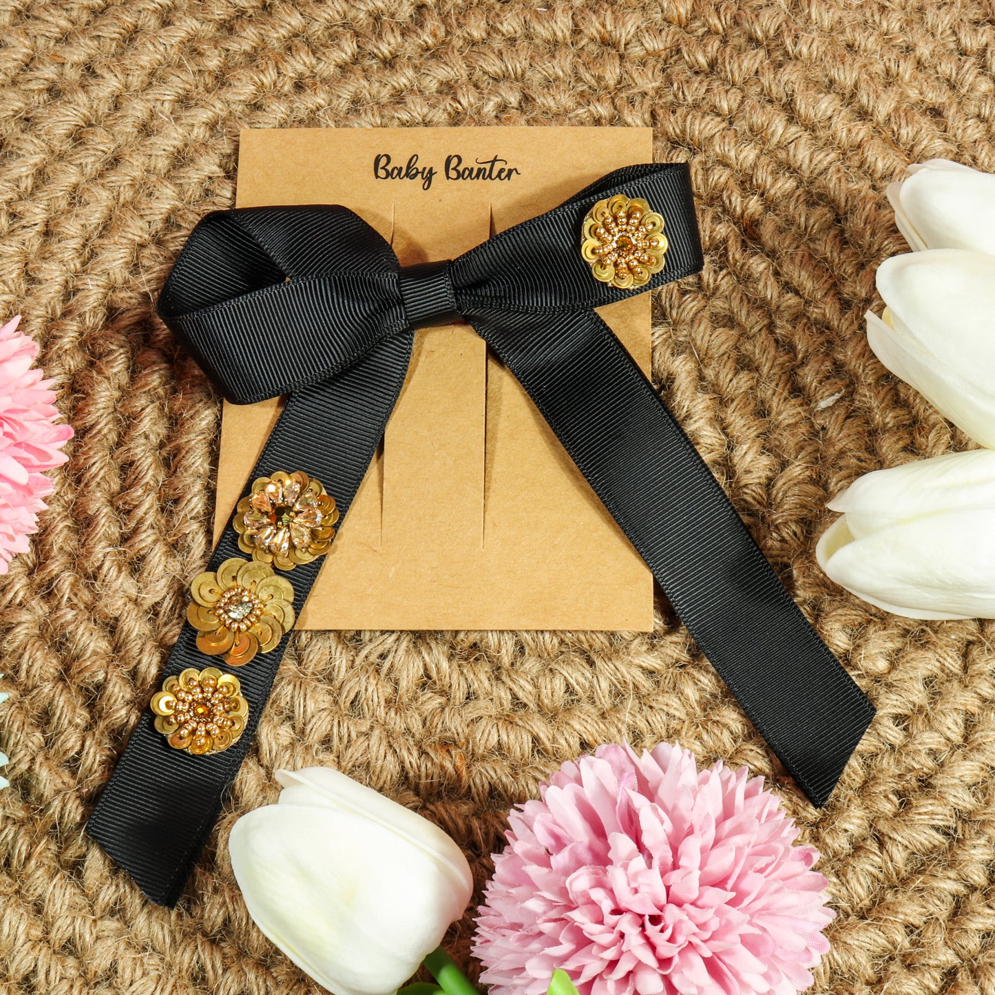 Embellished Noir Bow