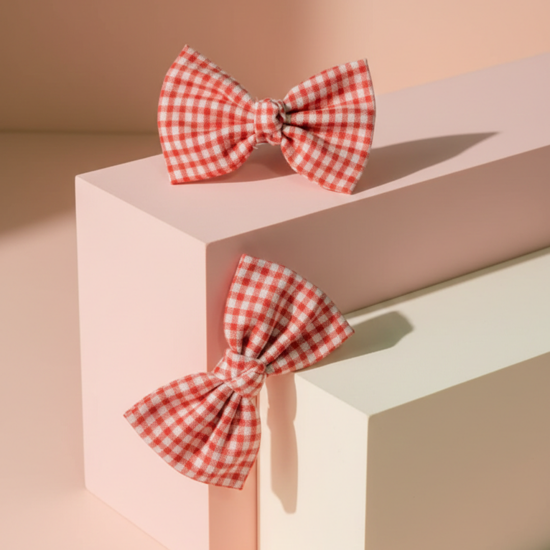 Gingham Bow Hair Clips