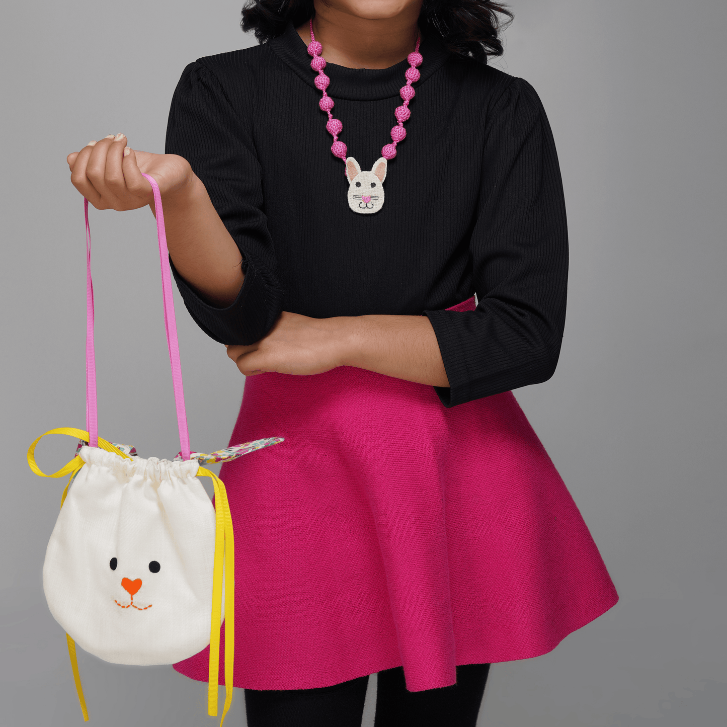 Handcrafted Crochet Bunny Necklace With Bag
