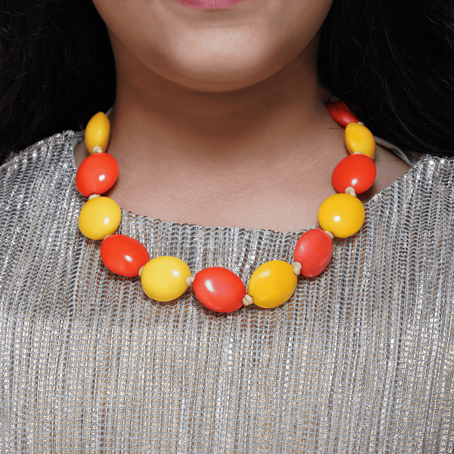 Two-Tone Oval Bead Necklace