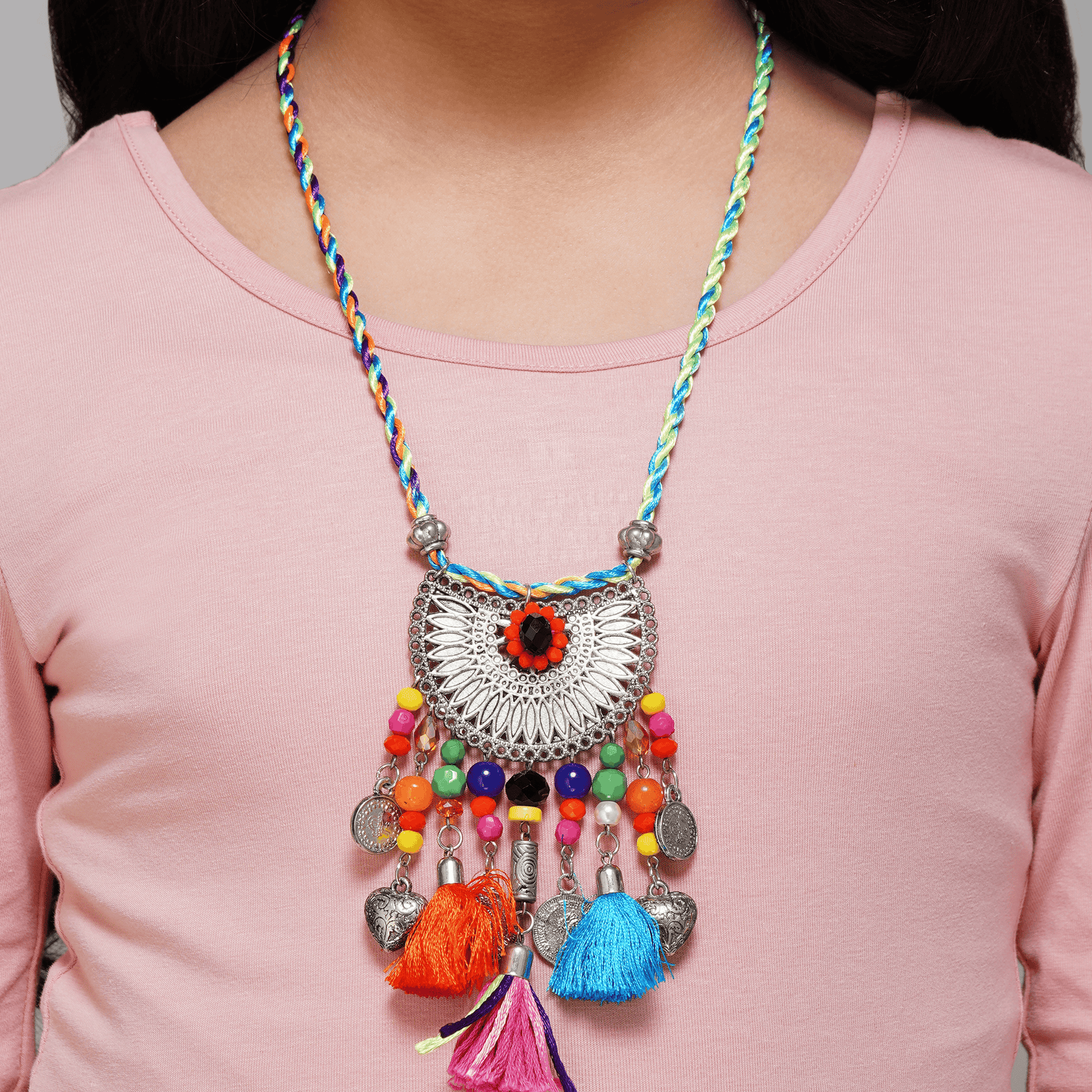 Boho Tassel and Charm Necklace
