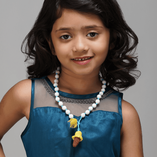 Hand Crochet Ice Cream Drop Necklace With Bag