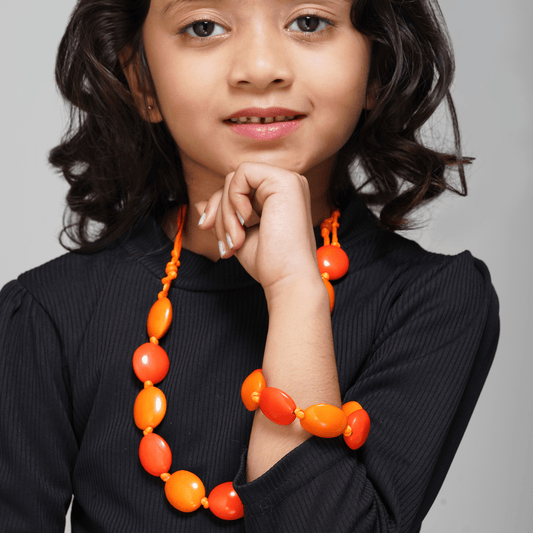 Chunky Orange Bead Necklace