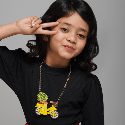 Flowers on Bike Necklace