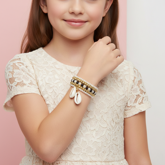 Seashell Charm Beaded Bracelet Set