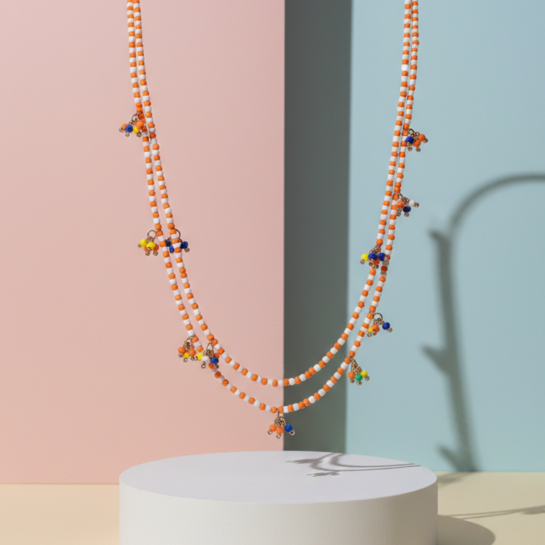 Colorful Seed Bead Dangle Necklace
