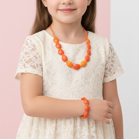 Chunky Orange Bead Necklace
