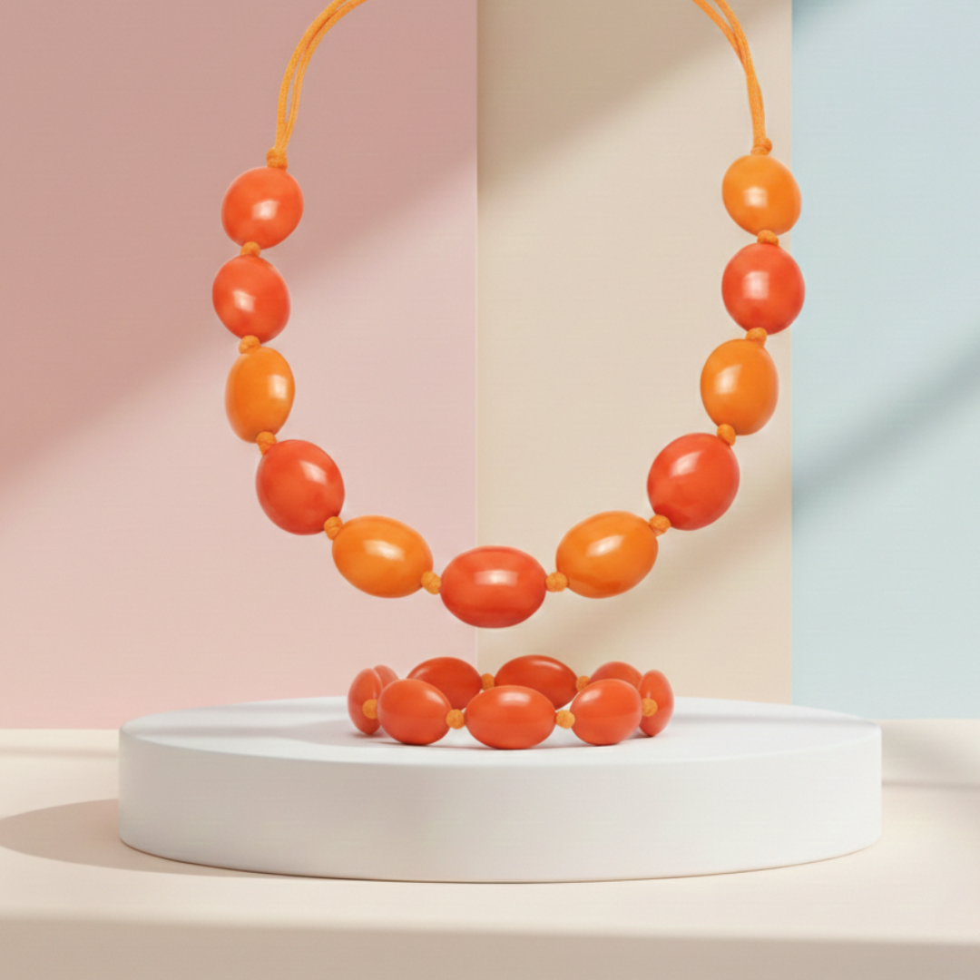 Chunky Orange Bead Necklace