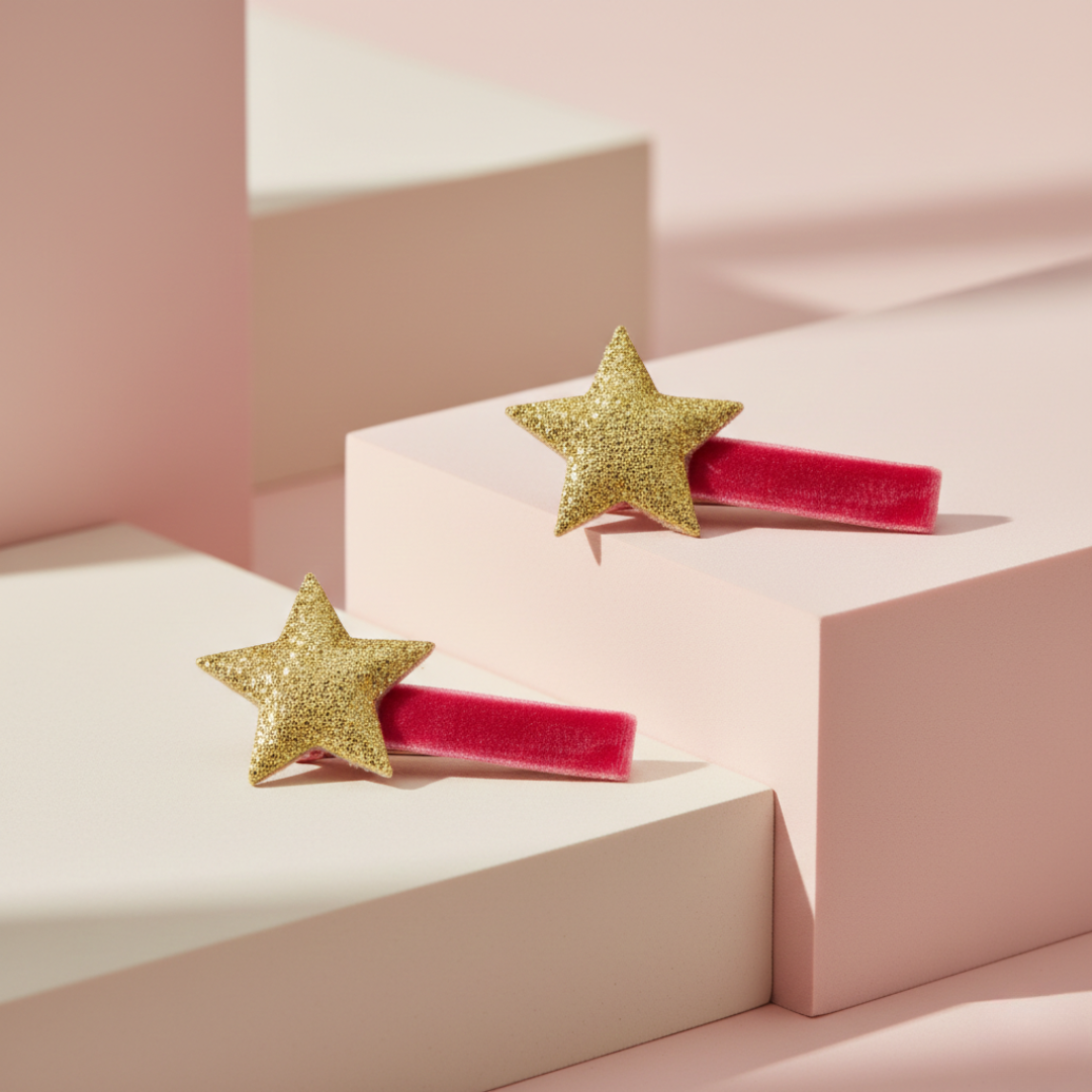 Glitter Star Hair Clips