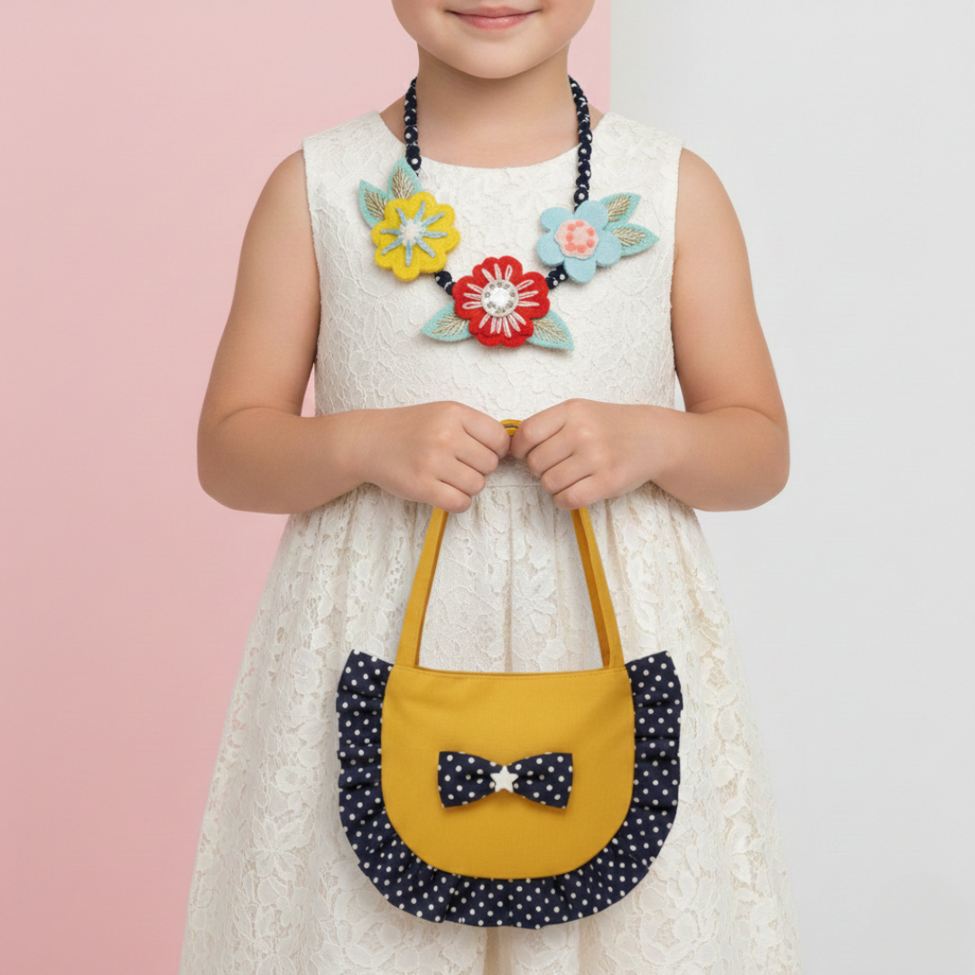 Handcrafted Floral Necklace With Bag