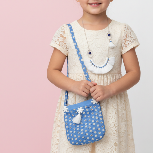 Modern Tassel and Bead Statement Necklace With Bag
