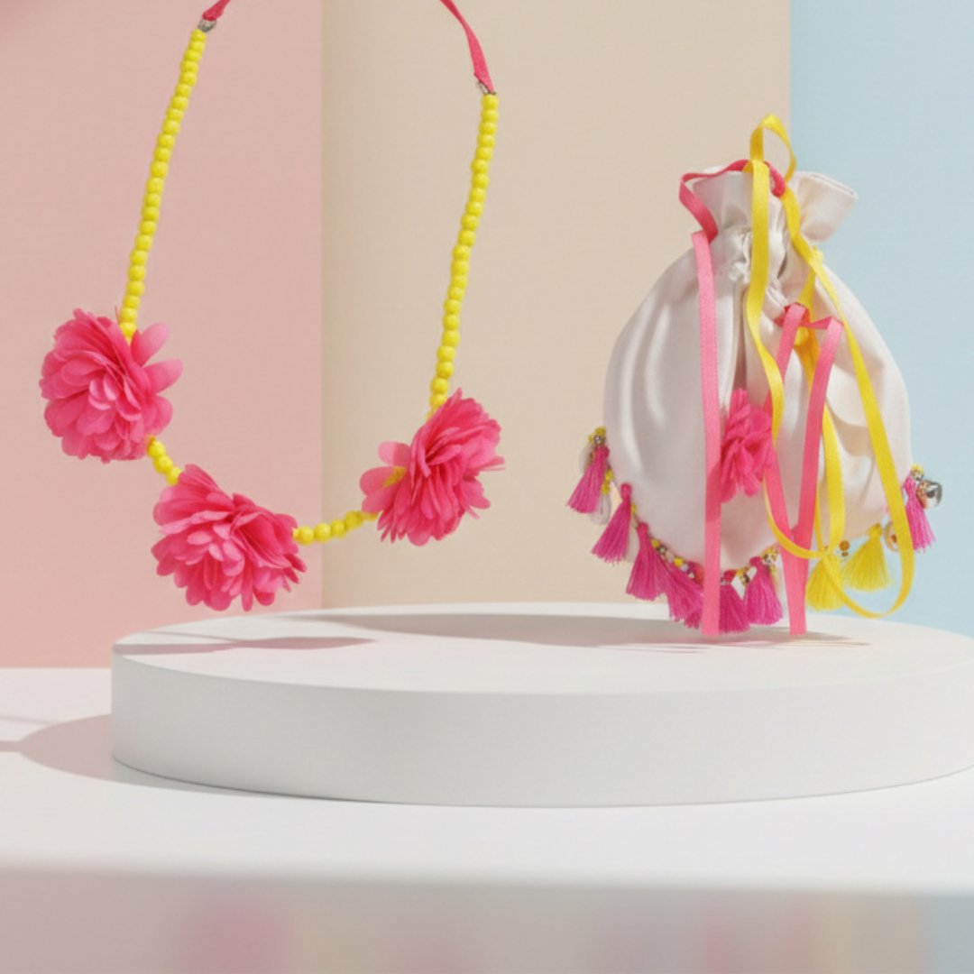 Floral Statement Necklace With Bag