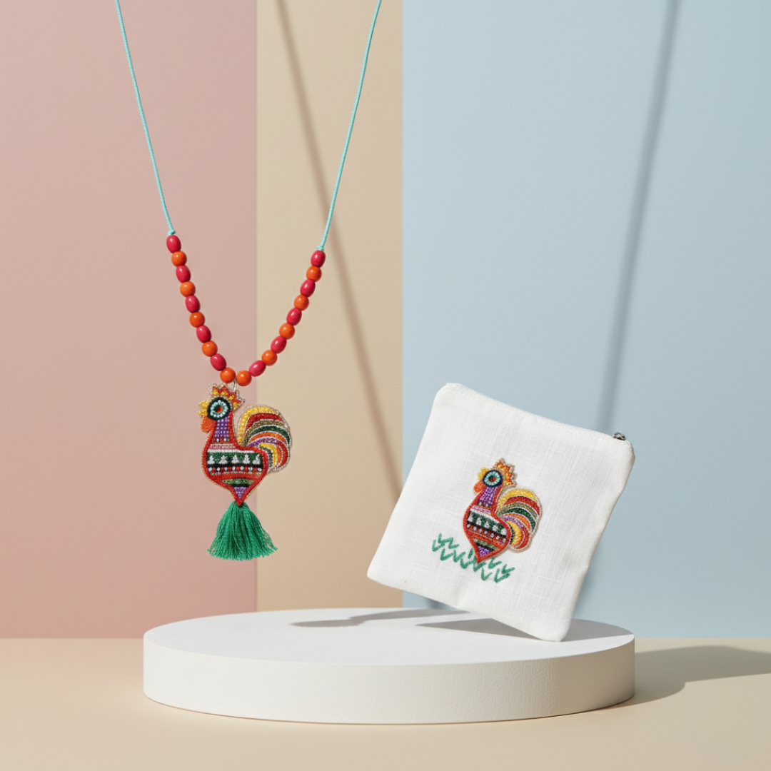 Rooster Necklace with Bag