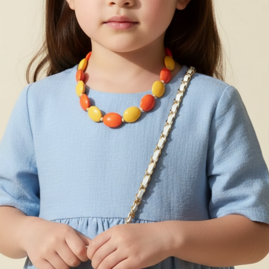 Two-Tone Oval Bead Necklace