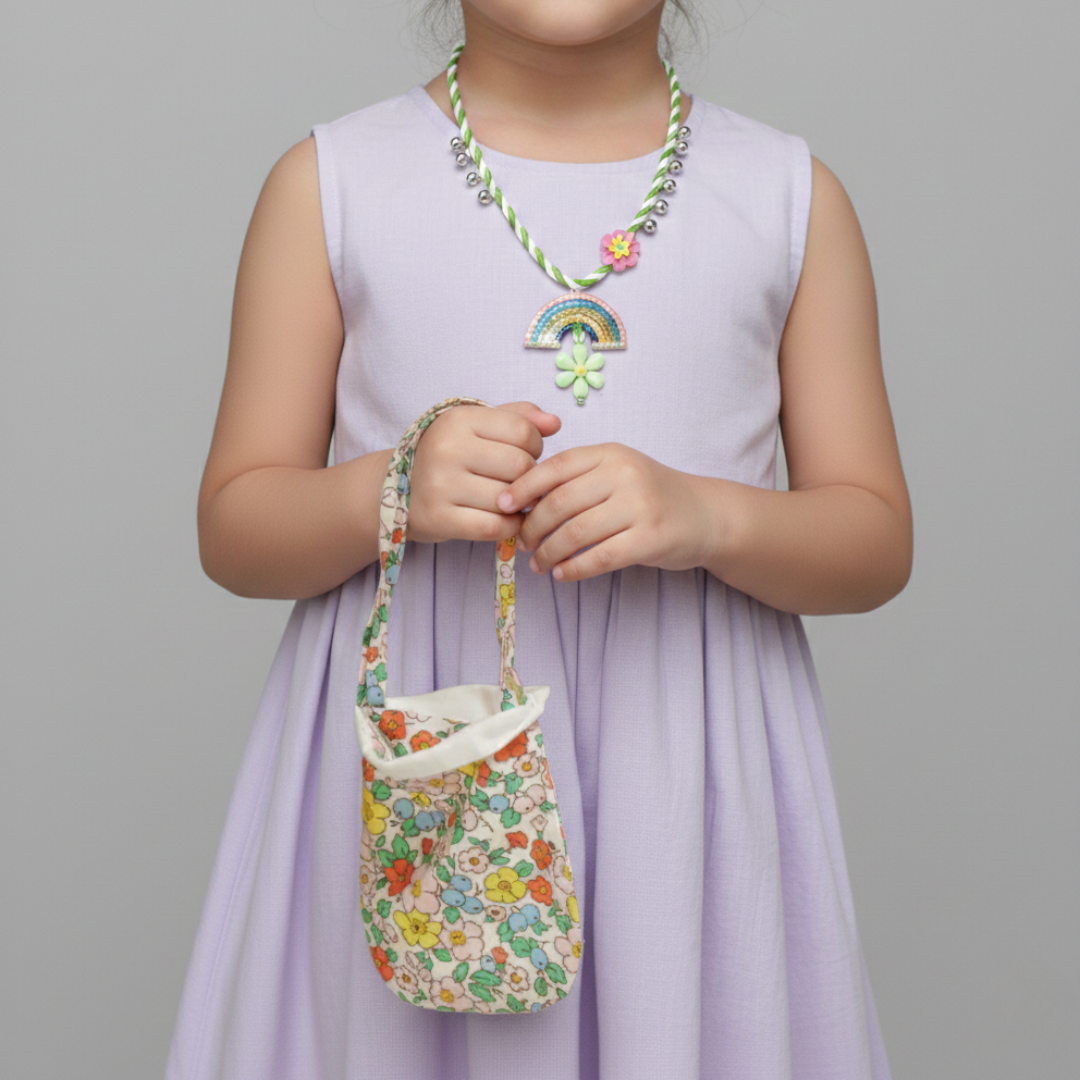 Rainbow Bloom Necklace With Bag