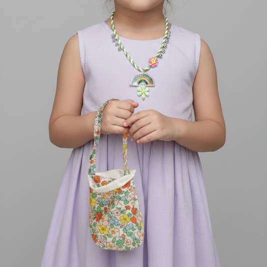 Rainbow Bloom Necklace With Bag