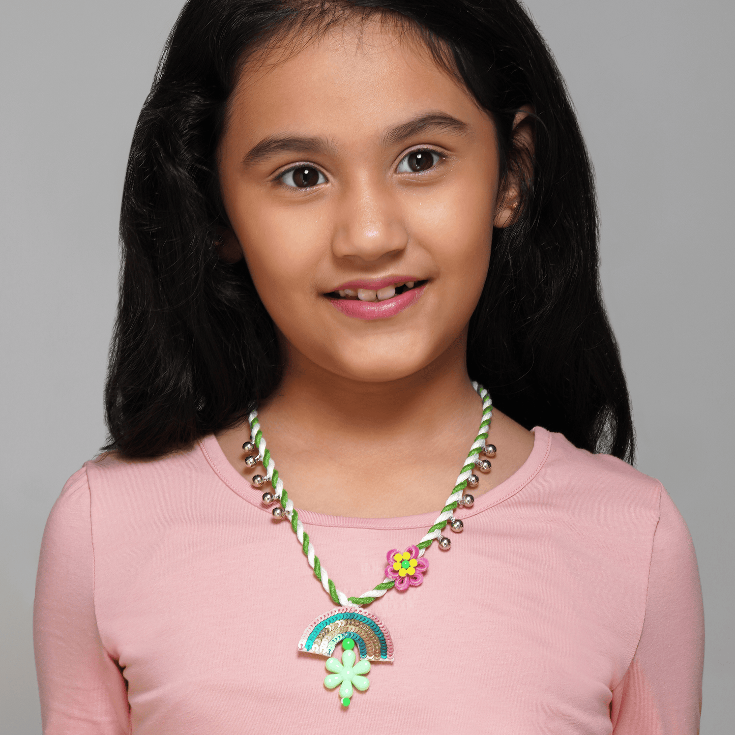 Rainbow Bloom Necklace With Bag