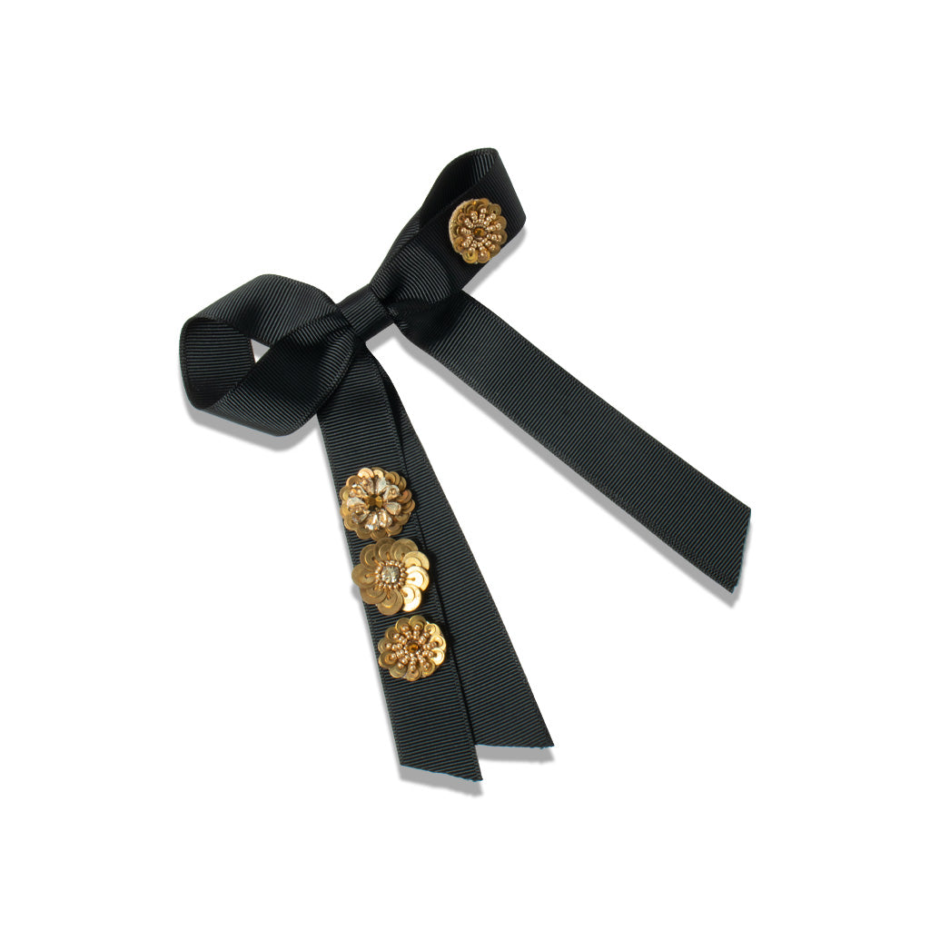Embellished Noir Bow