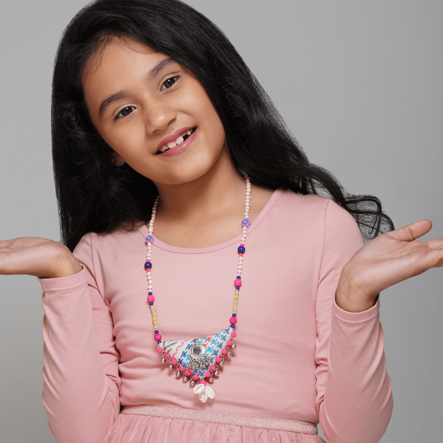 Beaded Triangle Necklace With Bag